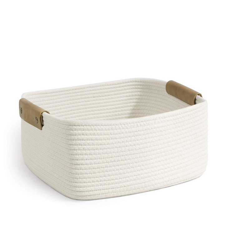 Factory direct cotton rope woven basket storage basket foldable large storage basket with handle
