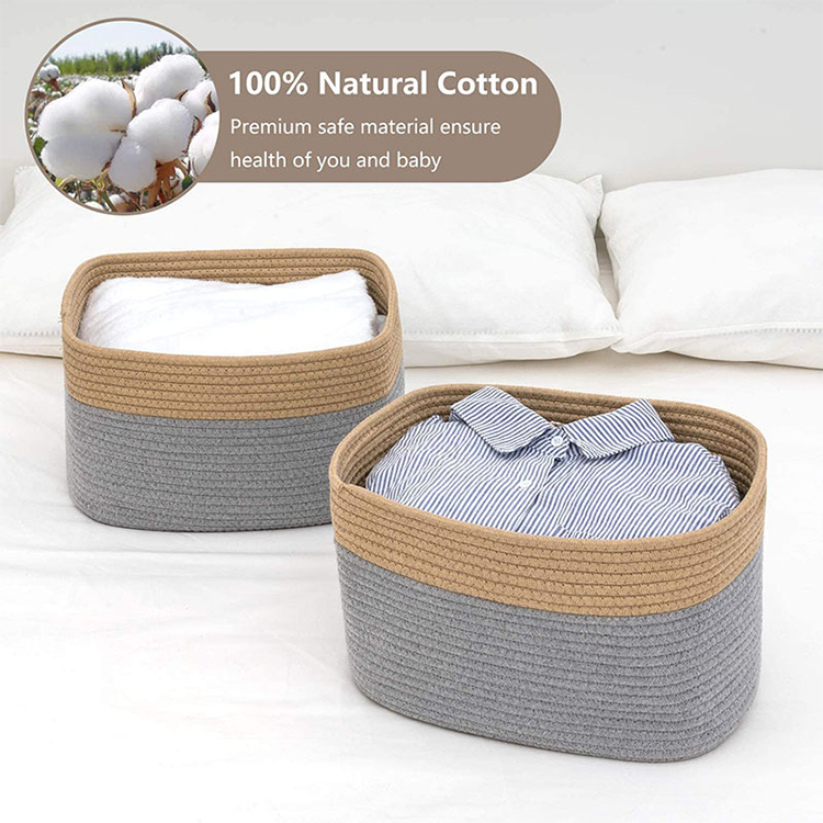 Storage basket wholesale price custom logo folding sundry cotton rope woven storage box basket