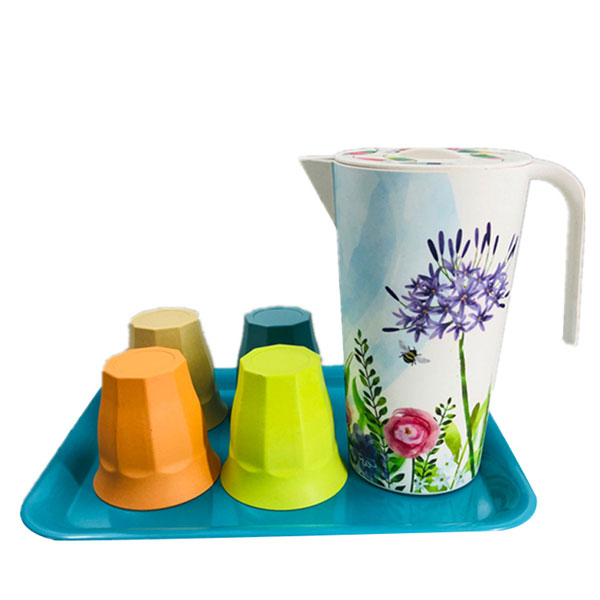 Eco-friendly custom bamboo fiber water jug pot pitcher