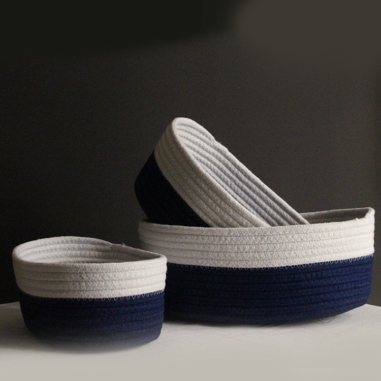 Receiving wholesale cotton woven finishing basket Nordic cotton rope boat shaped storage box with color