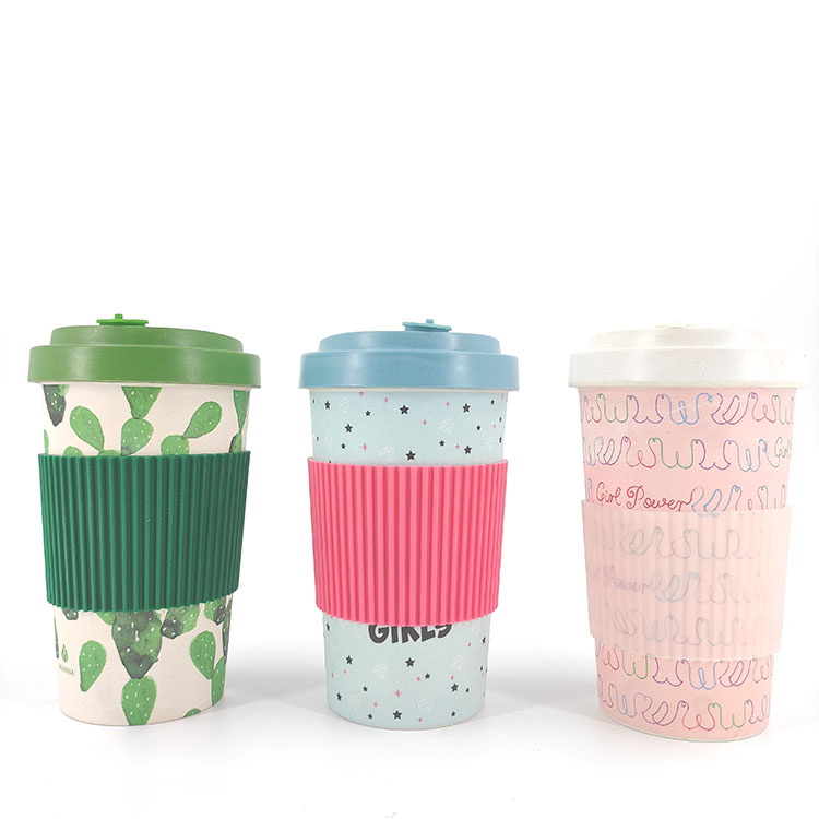 Custom Printed Made Eco-friendly Reusable Biodegradable Bamboo FIber Coffee Mugs Cups