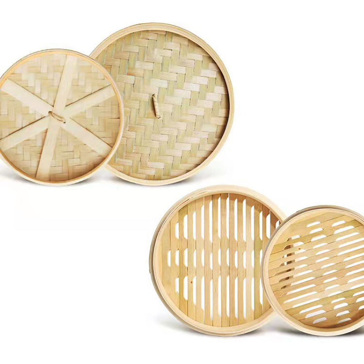 Eco-Friendly Natural Mini Dim sum Bamboo Steamer Basket Layers with High Quality 4/5/6/7/8/9/10/11/12/16 inch