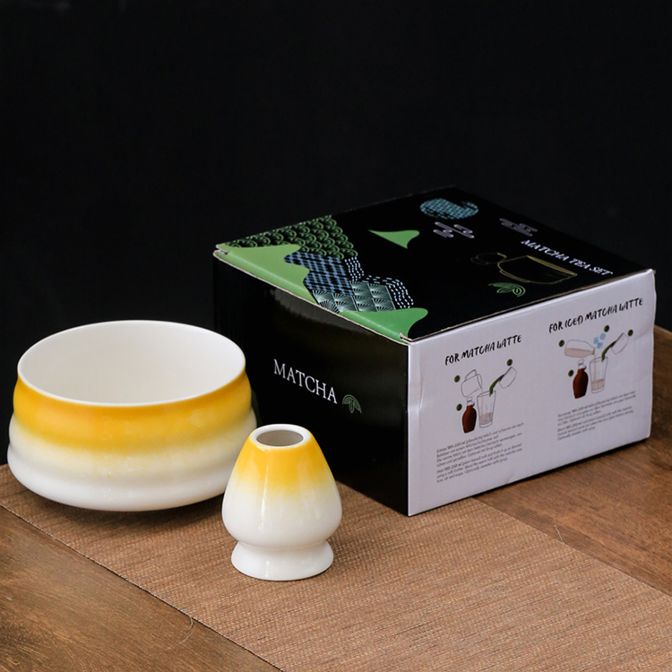 Harmony New Japanese Style High Quality Ceramic Bowl Bamboo Whisk Holder Premium Custom Matcha Bowl Set