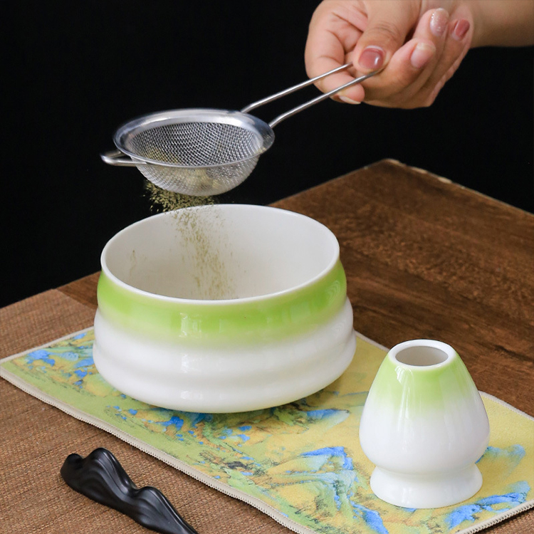 Harmony New Japanese Style High Quality Ceramic Bowl Bamboo Whisk Holder Premium Custom Matcha Bowl Set
