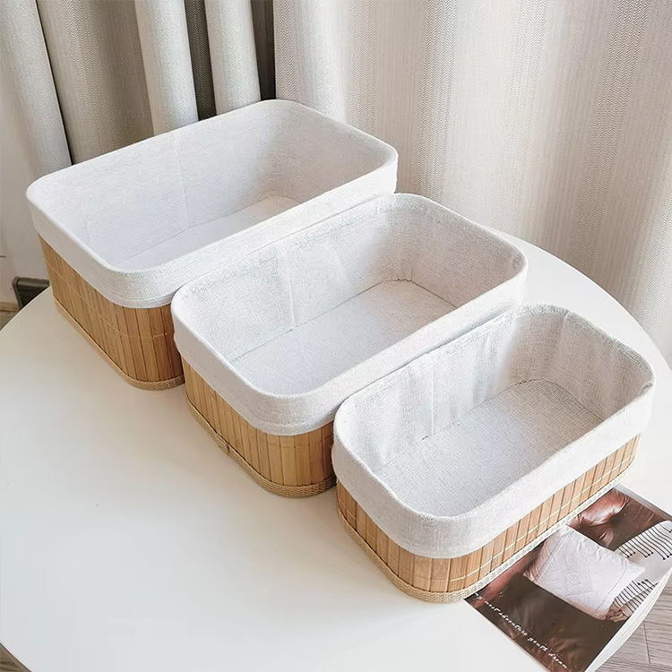 Customization Bamboo Folding Storage Organizer 3-Piece-set Baskets for Home Storage & Organization