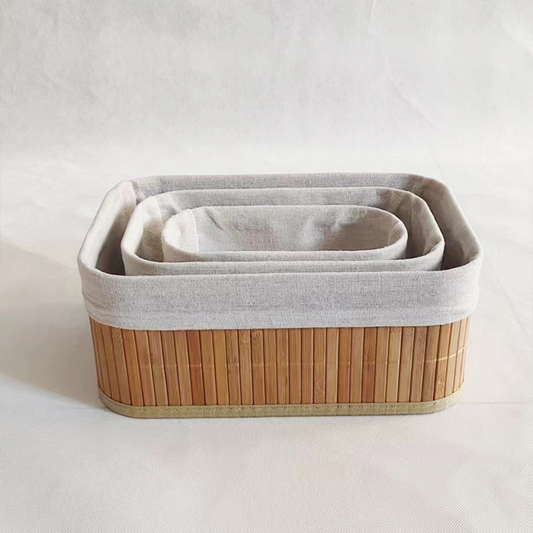 Customization Bamboo Folding Storage Organizer 3-Piece-set Baskets for Home Storage & Organization