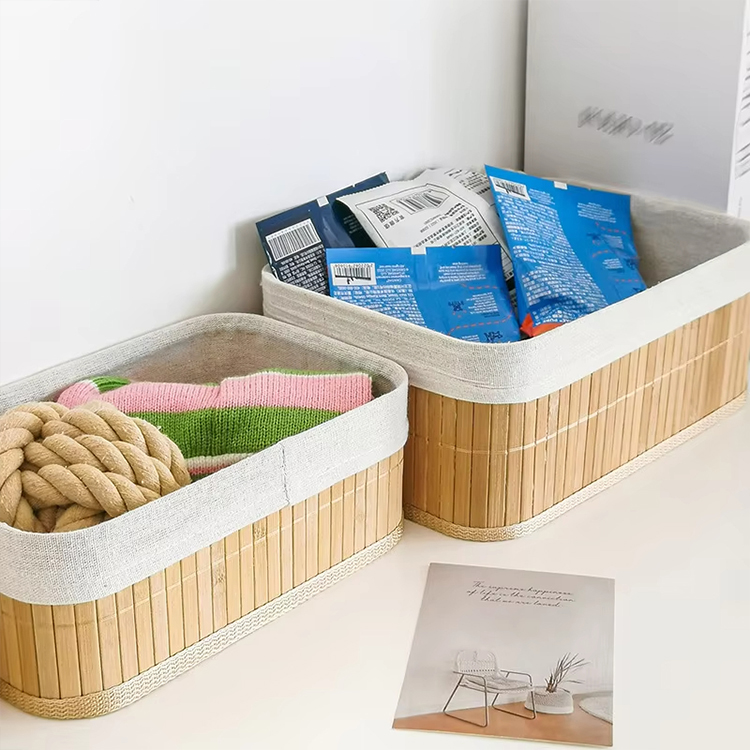 Customization Bamboo Folding Storage Organizer 3-Piece-set Baskets for Home Storage & Organization