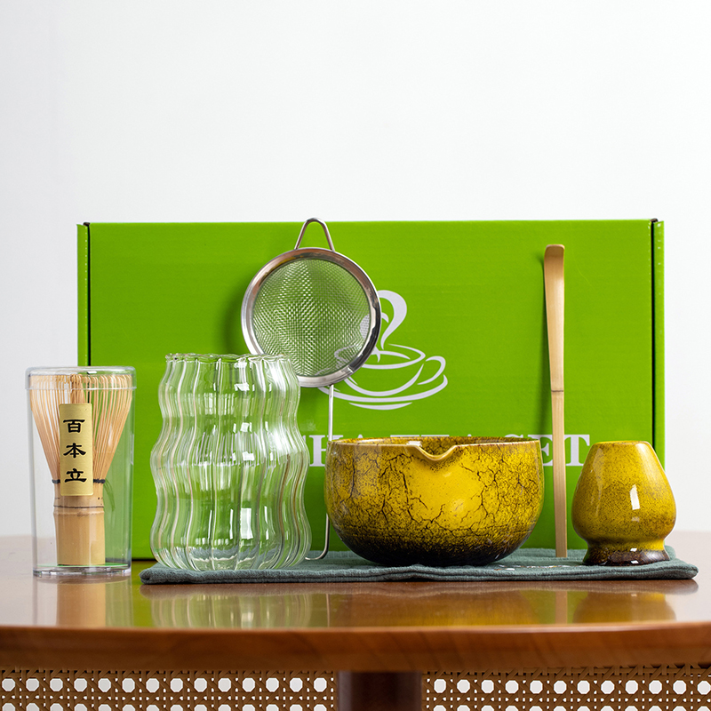 OEM Handmade Bamboo Whisk Chasen Set Japanese Matcha Bowl Scoop and Whisk Holder Matcha Set Customized for Ceremony