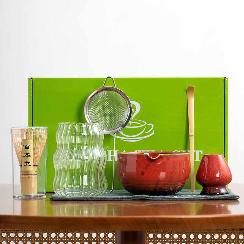 OEM Handmade Bamboo Whisk Chasen Set Japanese Matcha Bowl Scoop and Whisk Holder Matcha Set Customized for Ceremony