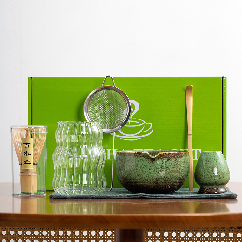 OEM Handmade Bamboo Whisk Chasen Set Japanese Matcha Bowl Scoop and Whisk Holder Matcha Set Customized for Ceremony