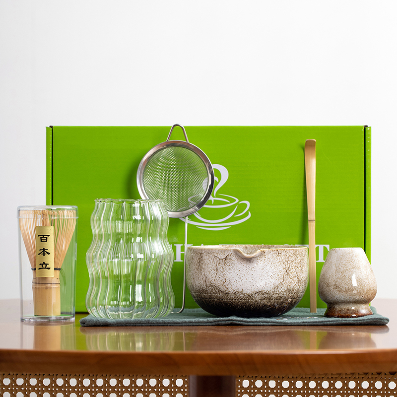 OEM Handmade Bamboo Whisk Chasen Set Japanese Matcha Bowl Scoop and Whisk Holder Matcha Set Customized for Ceremony