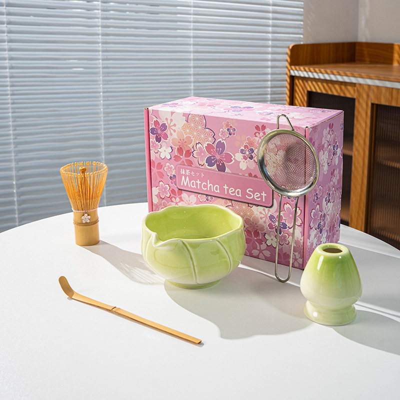 Chinese Style Porcelain Matcha Starter Kit with Tools Tea Whisk Spoon Pick-Light Luxury Home Use Gift