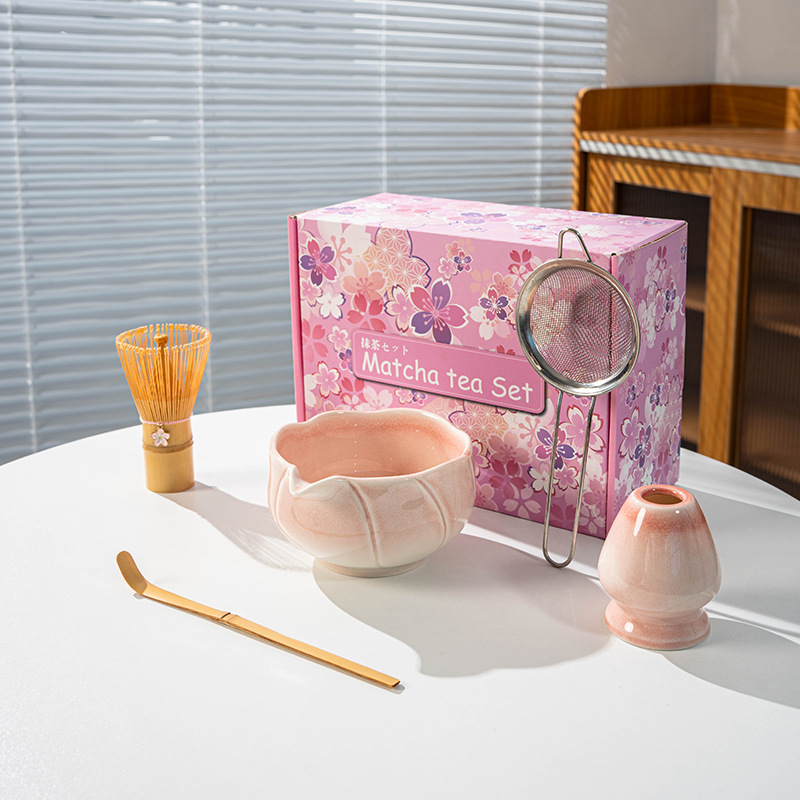 Chinese Style Porcelain Matcha Starter Kit with Tools Tea Whisk Spoon Pick-Light Luxury Home Use Gift