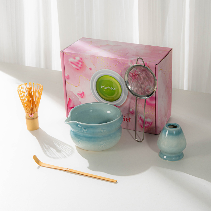 Chinese Style Porcelain Matcha Starter Kit with Tools Tea Whisk Spoon Pick-Light Luxury Home Use Gift